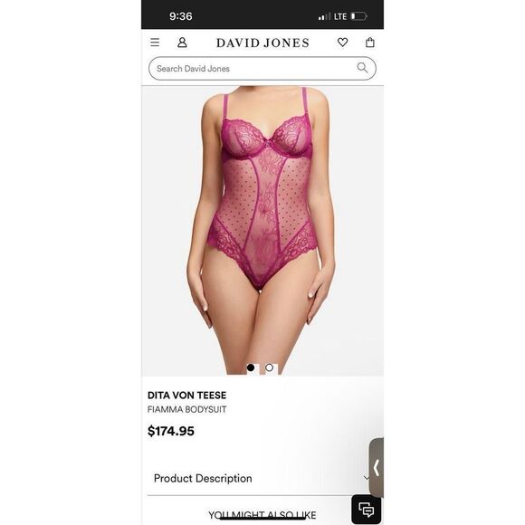Gorgeous bougainvillea lace Dita Von Teese bodysuit - Picture 8 of 8
